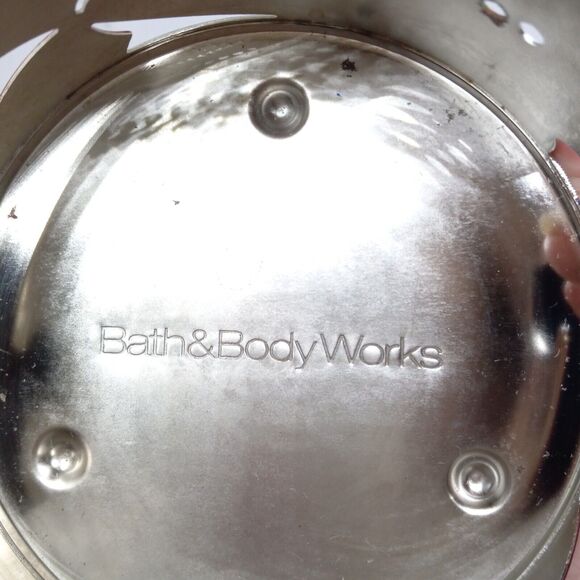 Bath & Body Works Snowman Snowflake 3 Wick Metal Candle Holder-Red-White-Silver - Picture 8 of 11